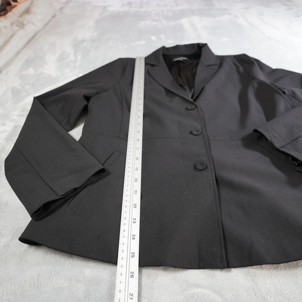 Eileen Fisher Wool Blazer Jacket Women L Black Minimalist Office Classic Stretch